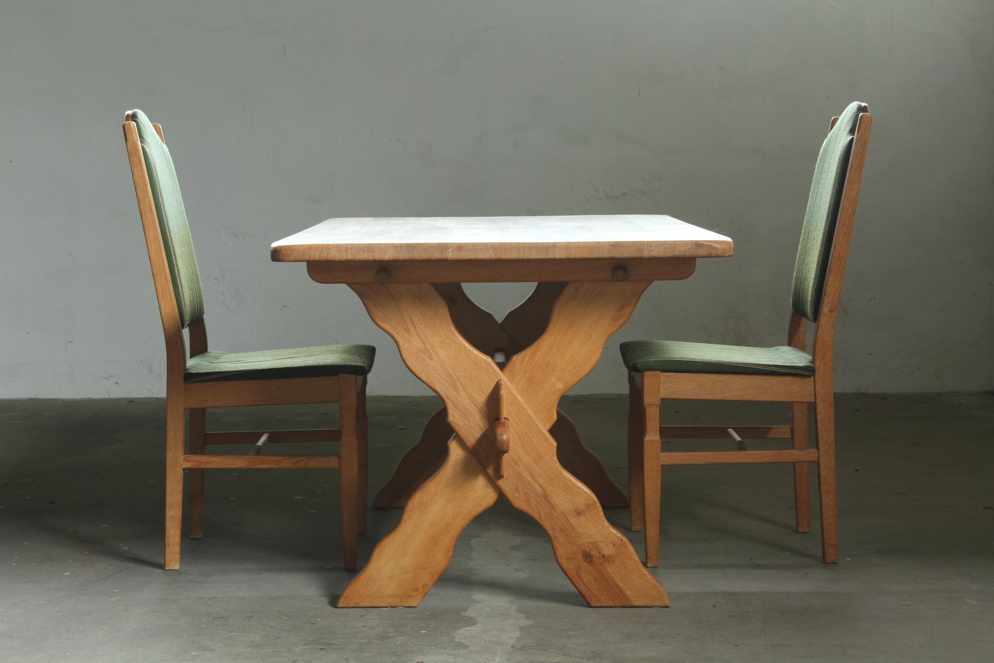 Vintage Danish Brutalist Oak Dining Table attributed to Henning Kjærnulf, 1960s For Sale 14