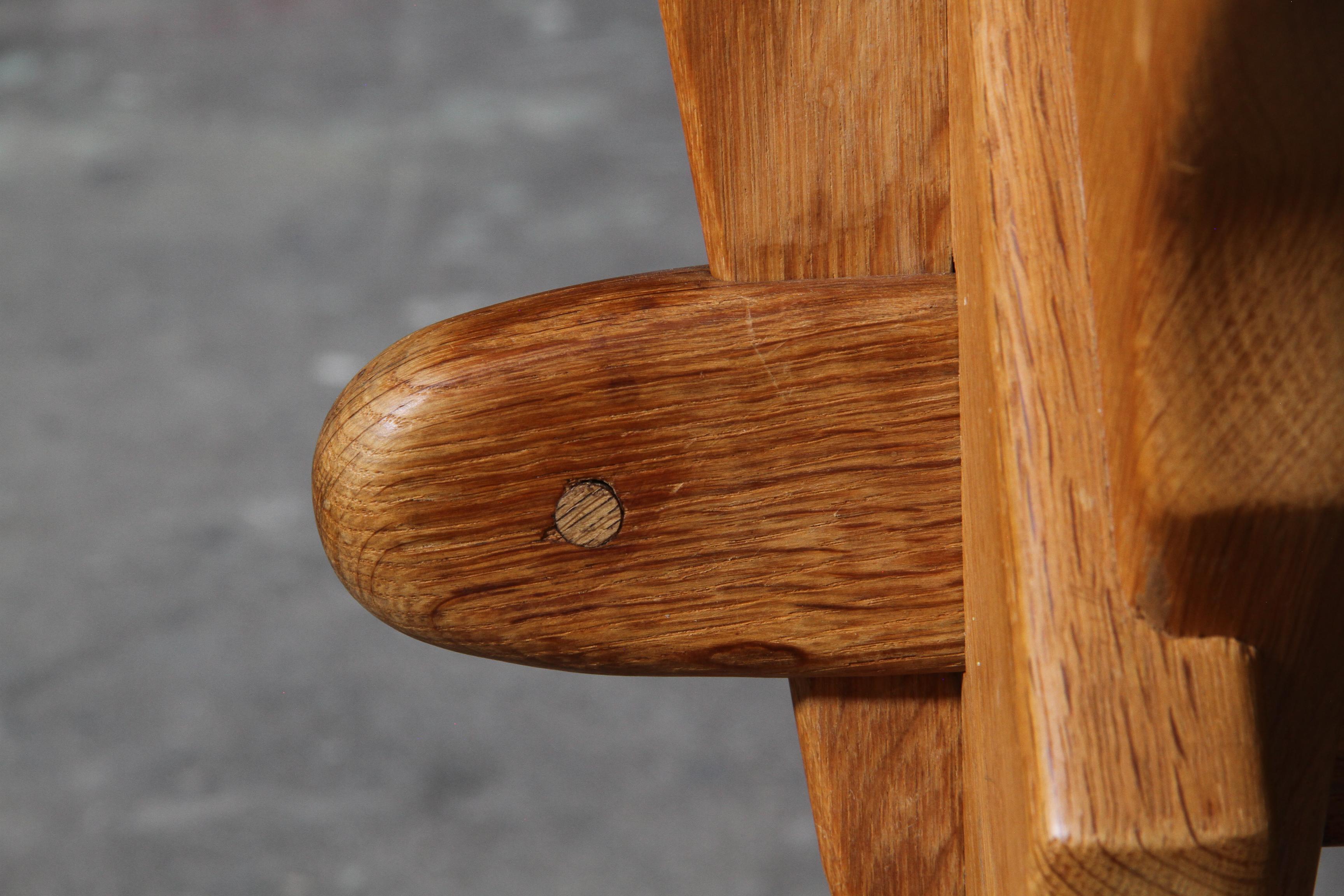 Vintage Danish Brutalist Oak Dining Table attributed to Henning Kjærnulf, 1960s For Sale 4