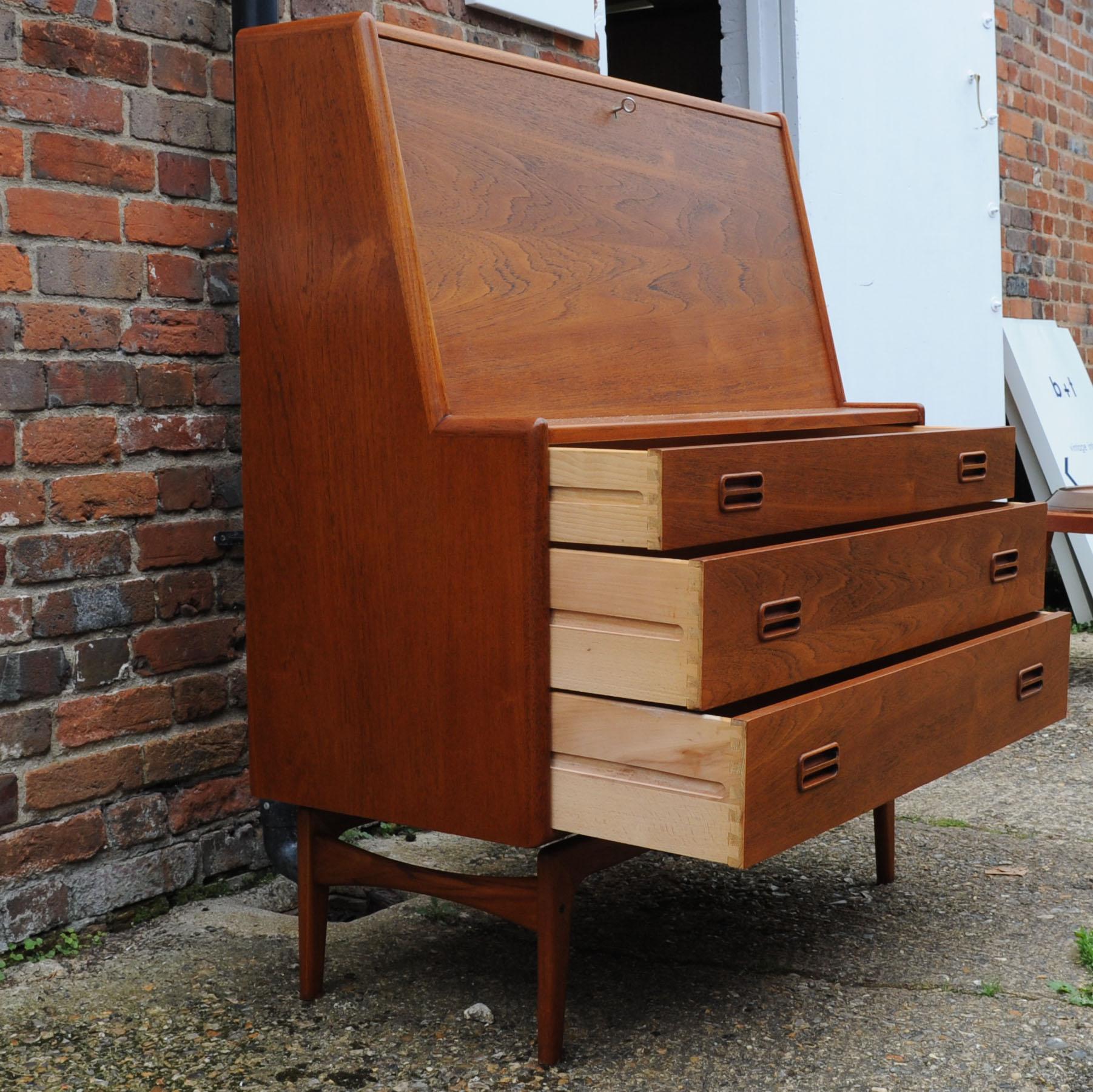 Teak Vintage Danish Bureau/ Desk by Arne Hovmand Olsen for Mogens Kold, 1960s For Sale