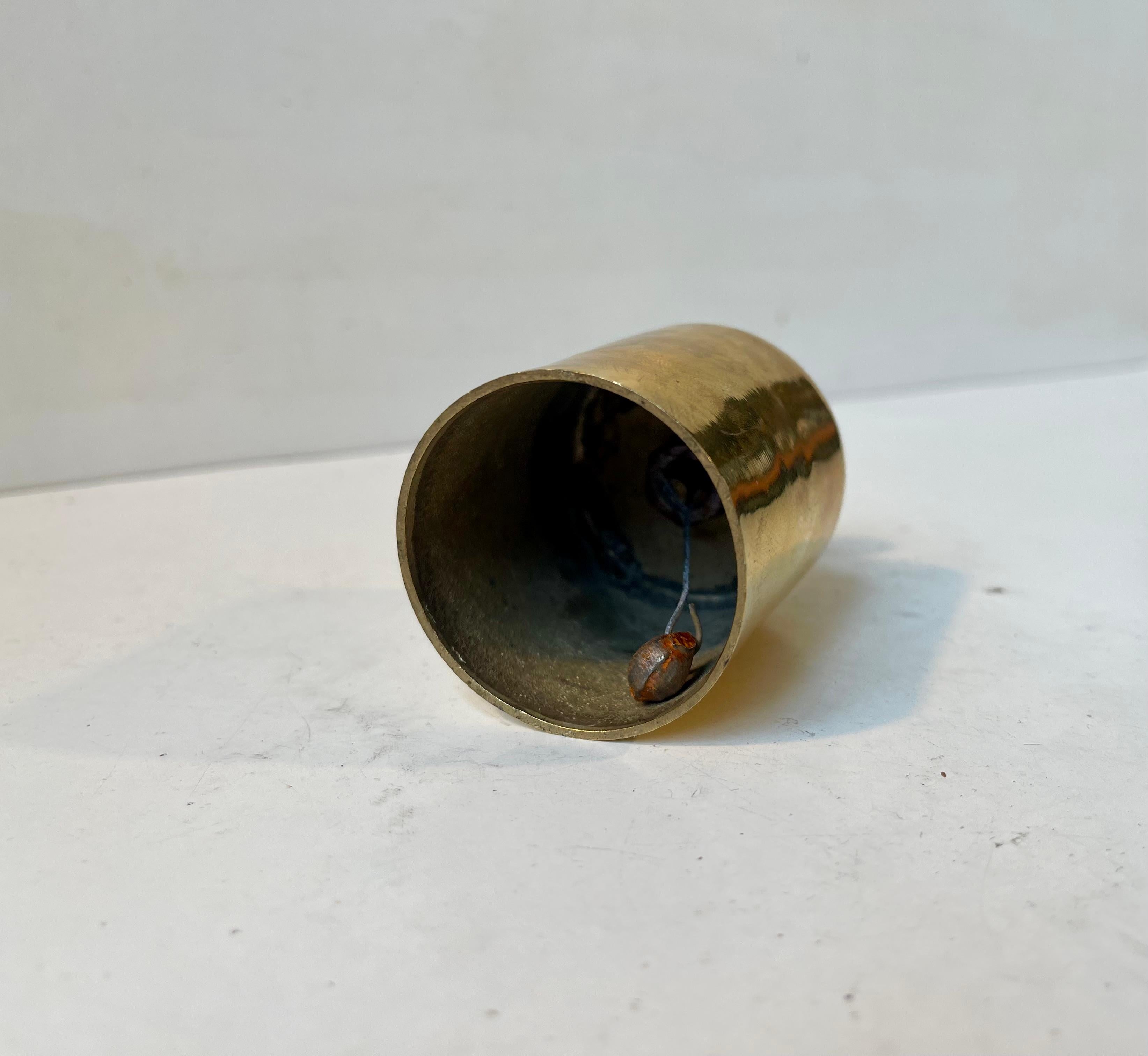 Scandinavian Modern Vintage Danish Butler Bell in Brass, 1970s