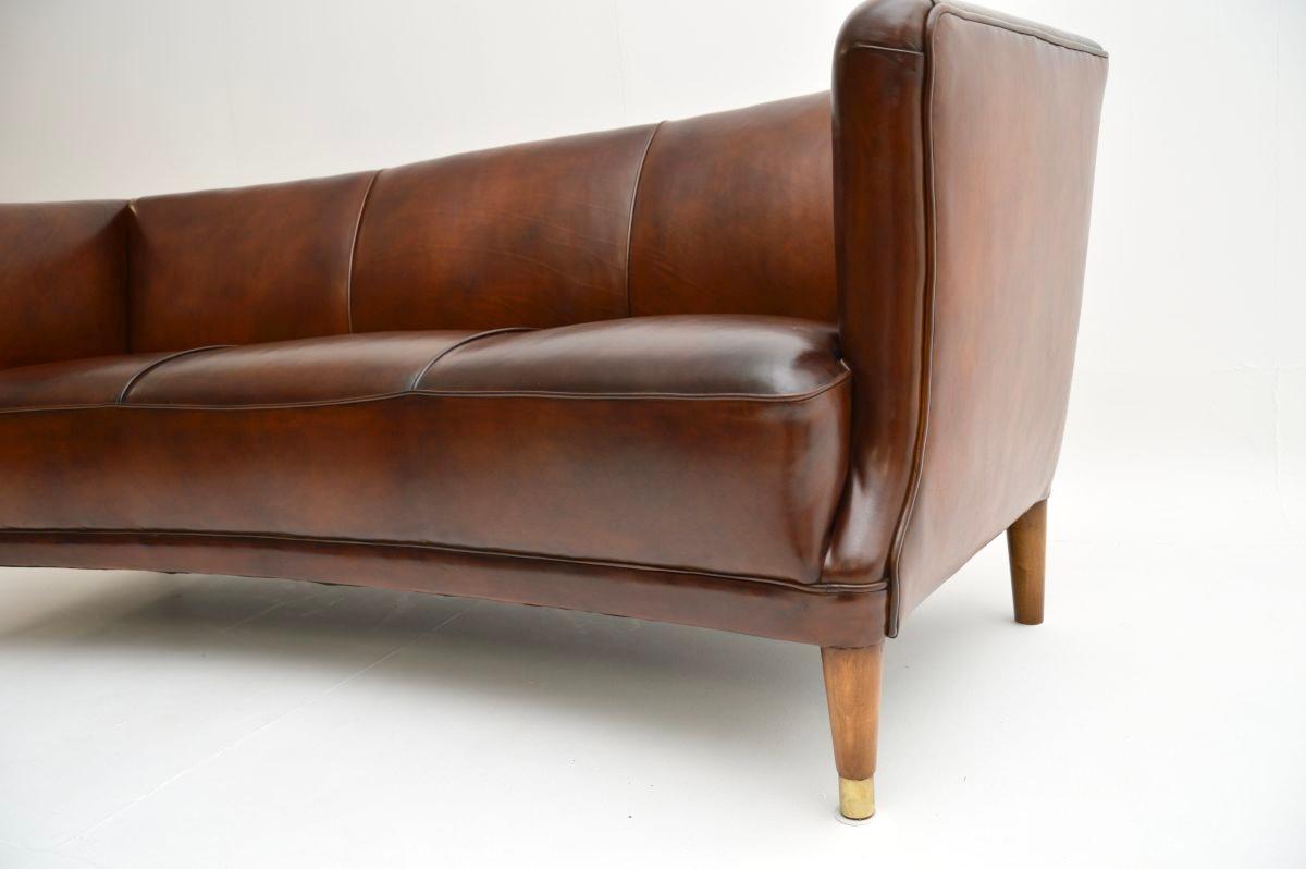 Vintage Danish Cabinetmaker Leather Sofa For Sale 7