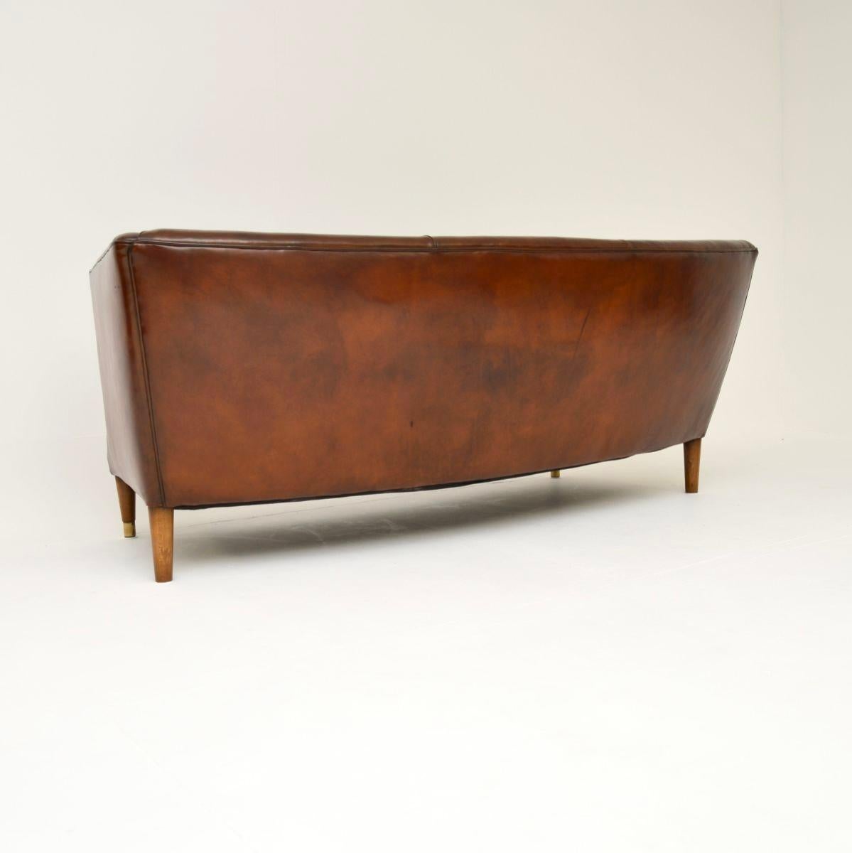 Vintage Danish Cabinetmaker Leather Sofa For Sale 1