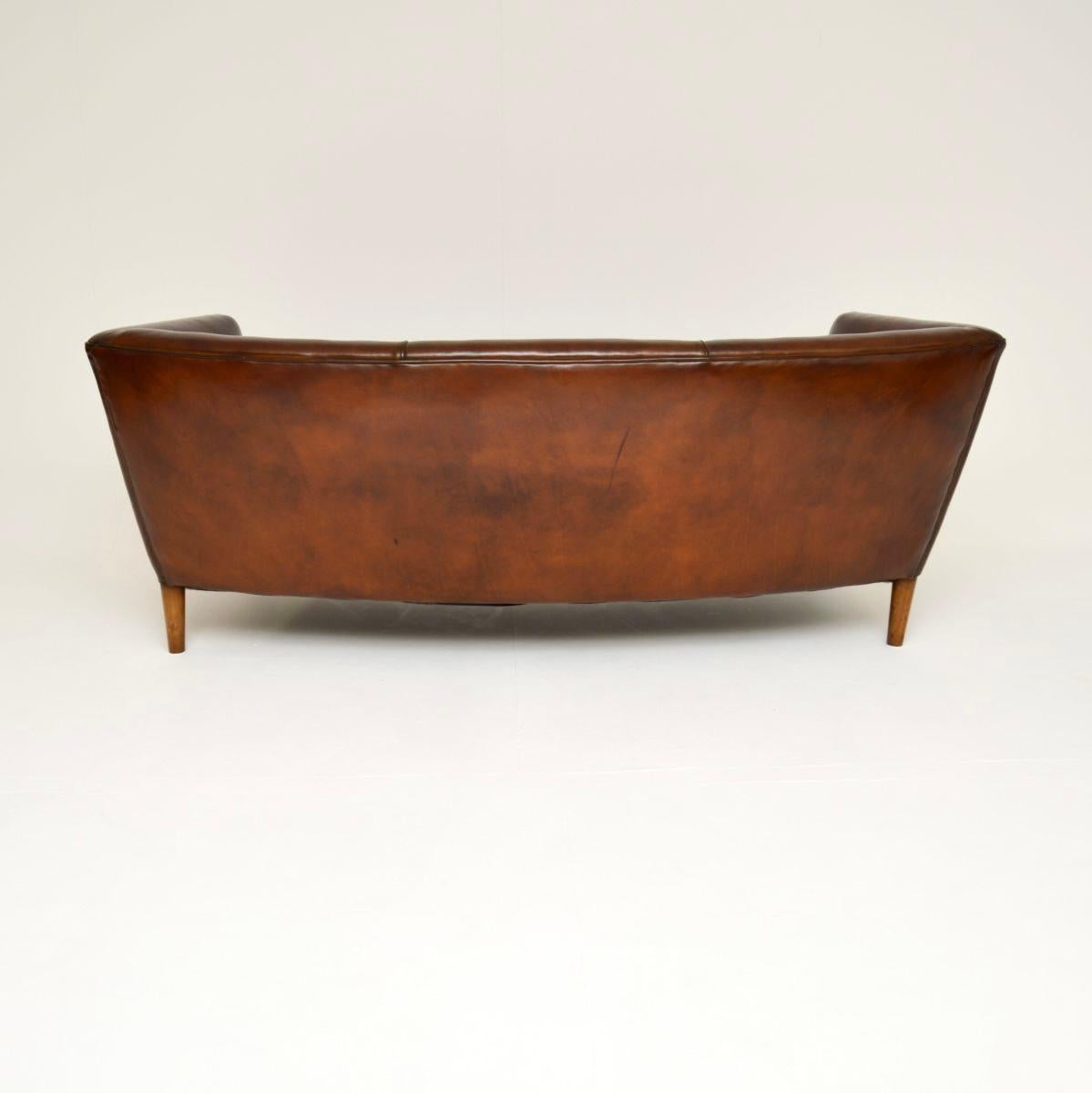 Vintage Danish Cabinetmaker Leather Sofa For Sale 2