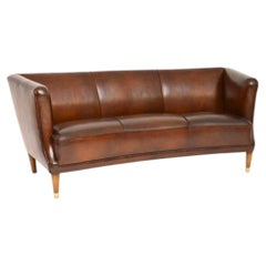 Vintage Danish Cabinetmaker Leather Sofa