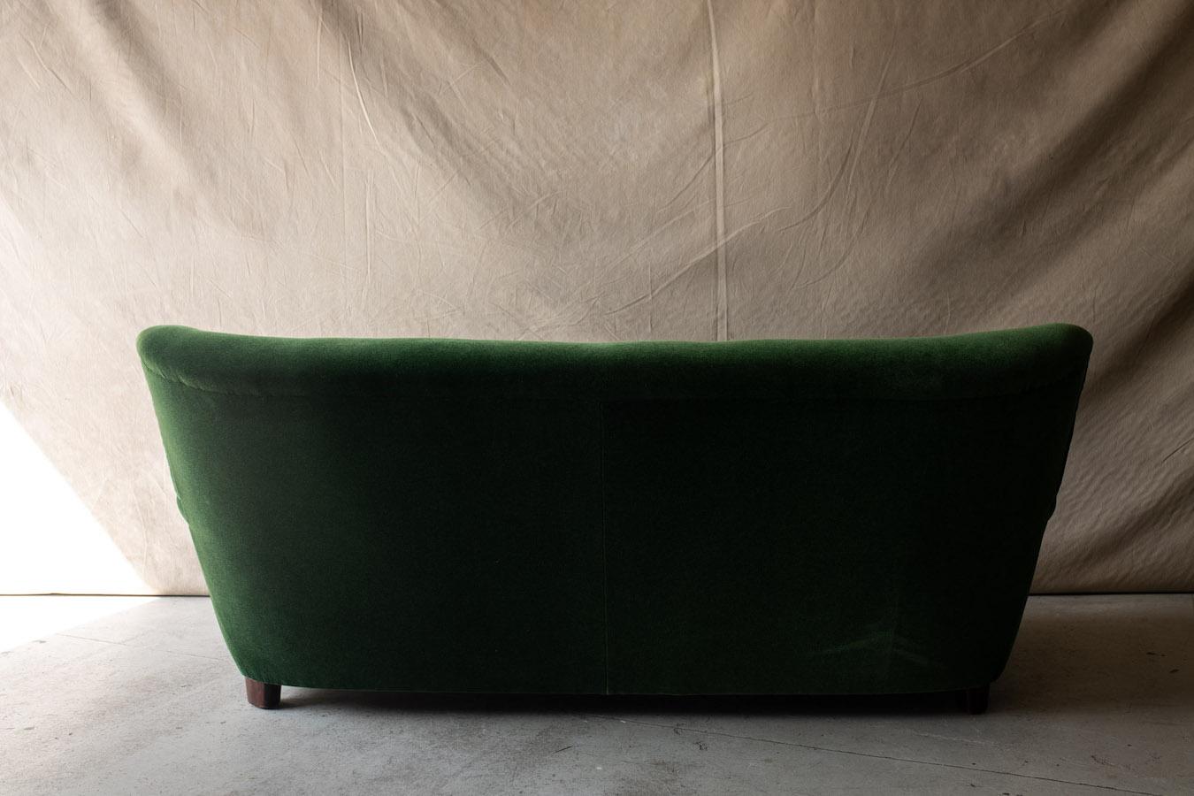 Mid-20th Century Vintage Danish Cabinetmaker Sofa In Mohair/Velour Fabric, Circa 1950 For Sale