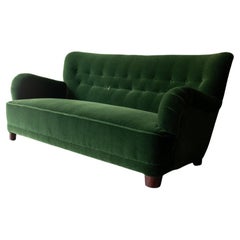 Dänisches Schreiner-Sofa aus Mohair/Samt-Stoff, um 1950