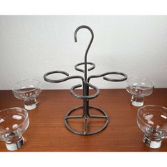 Dänischer Vintage-Kerzenhalter aus Schmiedeeisen und Glas, 1970er Jahre