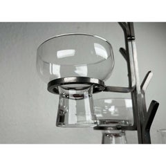 Vintage Danish Candleholder in Wrought Iron and Glass, 1970s