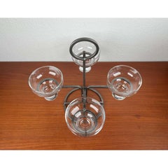 Dänischer Vintage-Kerzenhalter aus Schmiedeeisen und Glas, 1970er Jahre
