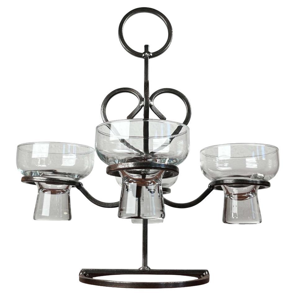 Dänischer Vintage-Kerzenhalter aus Schmiedeeisen und Glas, 1970er Jahre