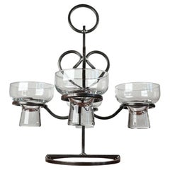 Bougeoir vintage danois en fer forgé et verre, 1970