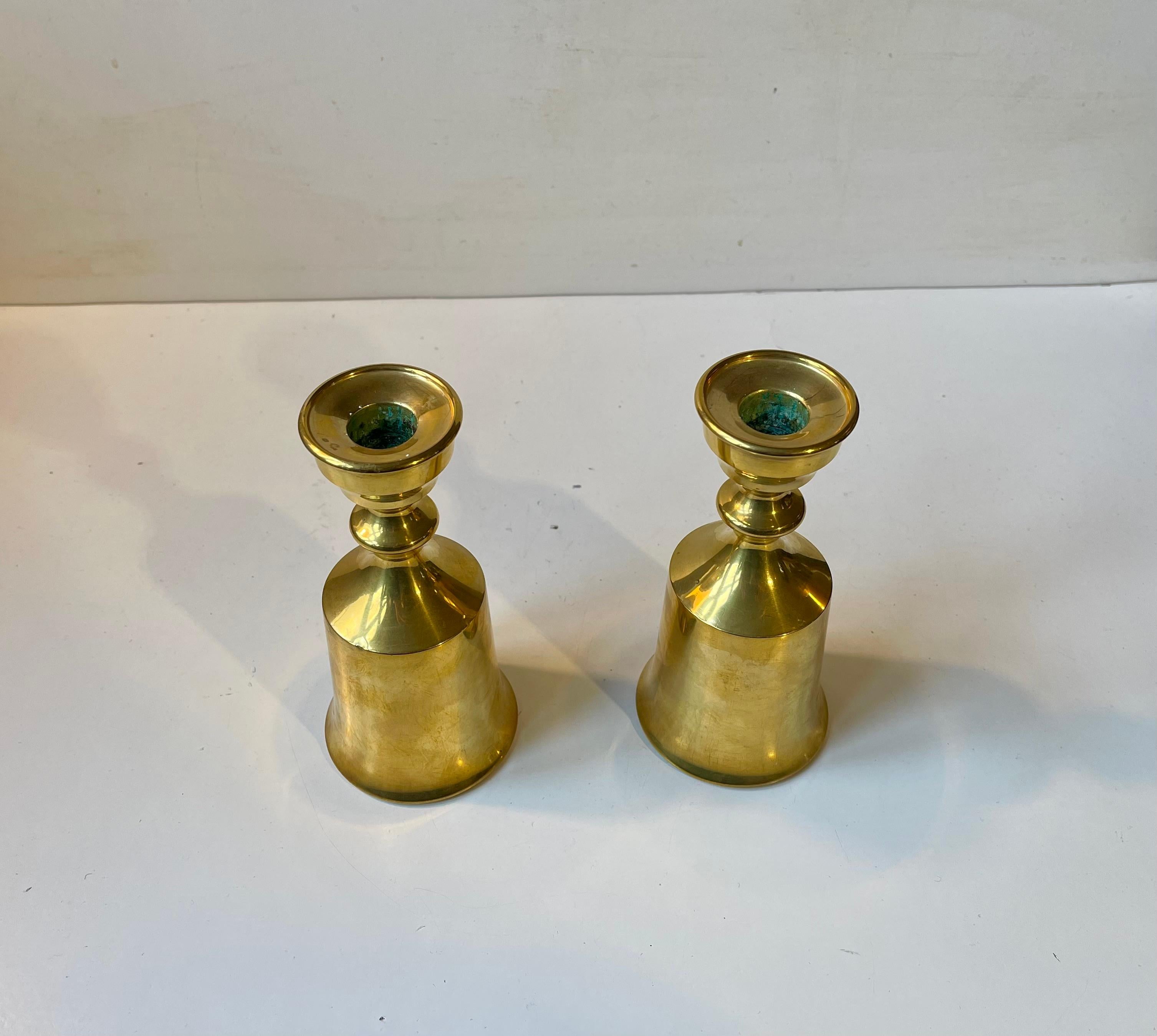 Danese Candelabri danesi d'epoca in ottone di Boyes Metalkunst, anni '70, set di 2 in vendita