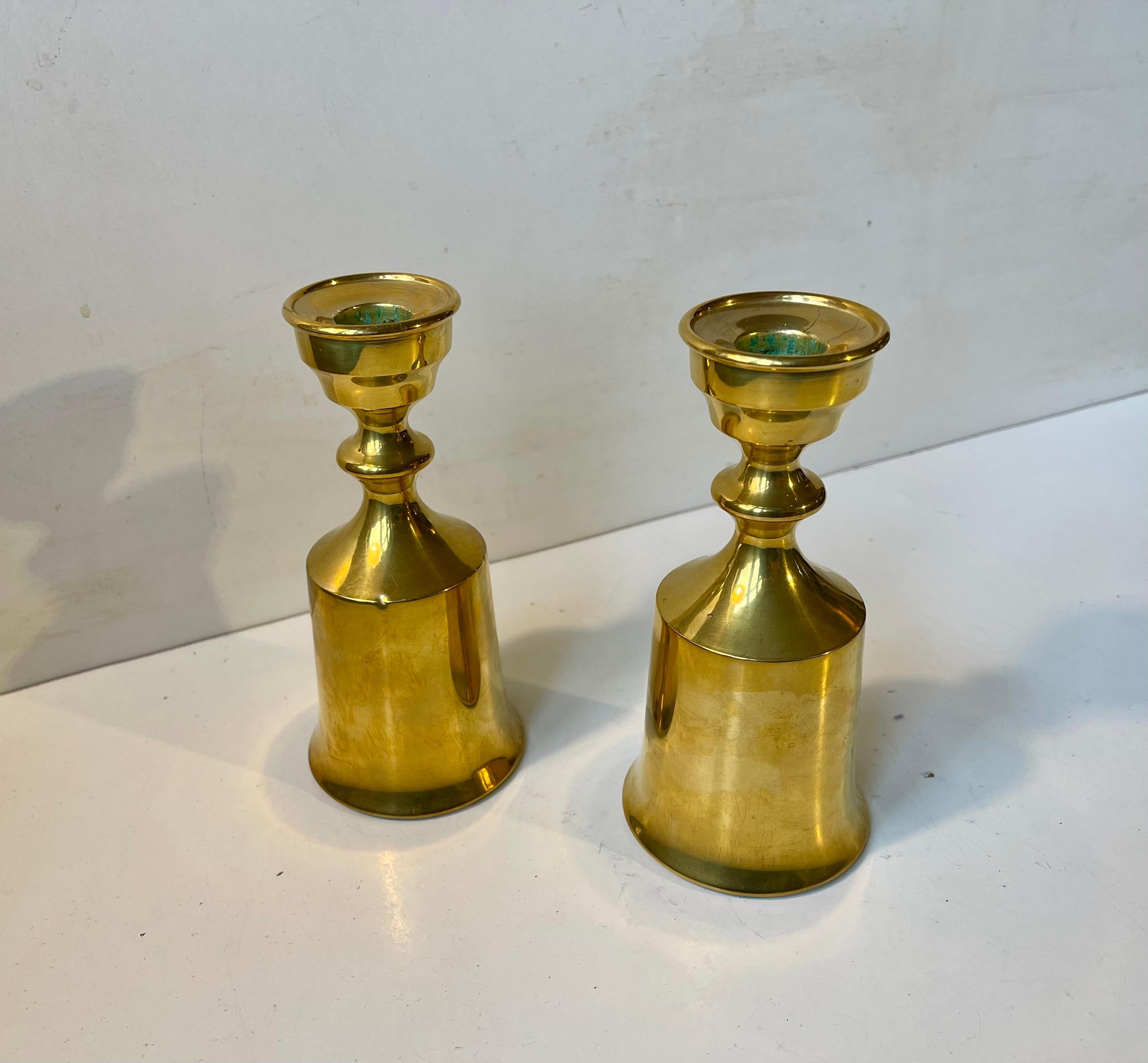 Fine XX secolo Candelabri danesi d'epoca in ottone di Boyes Metalkunst, anni '70, set di 2 in vendita
