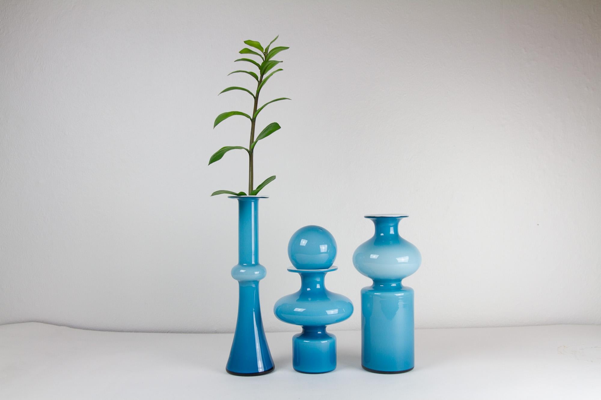 Vases Carnaby vintage danois par Per Lütken pour Holmegaard 1960, ensemble de 3 en vente 4