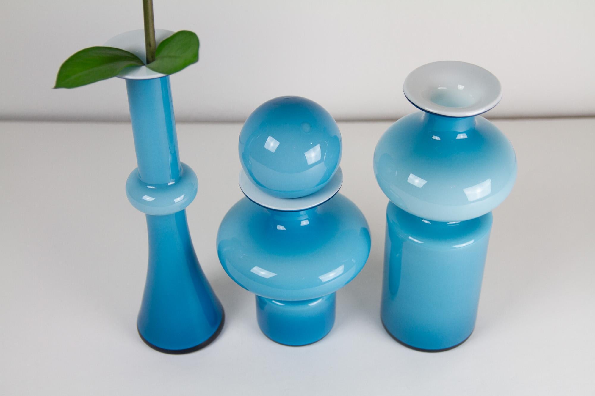 Vases Carnaby vintage danois par Per Lütken pour Holmegaard 1960, ensemble de 3 en vente 8