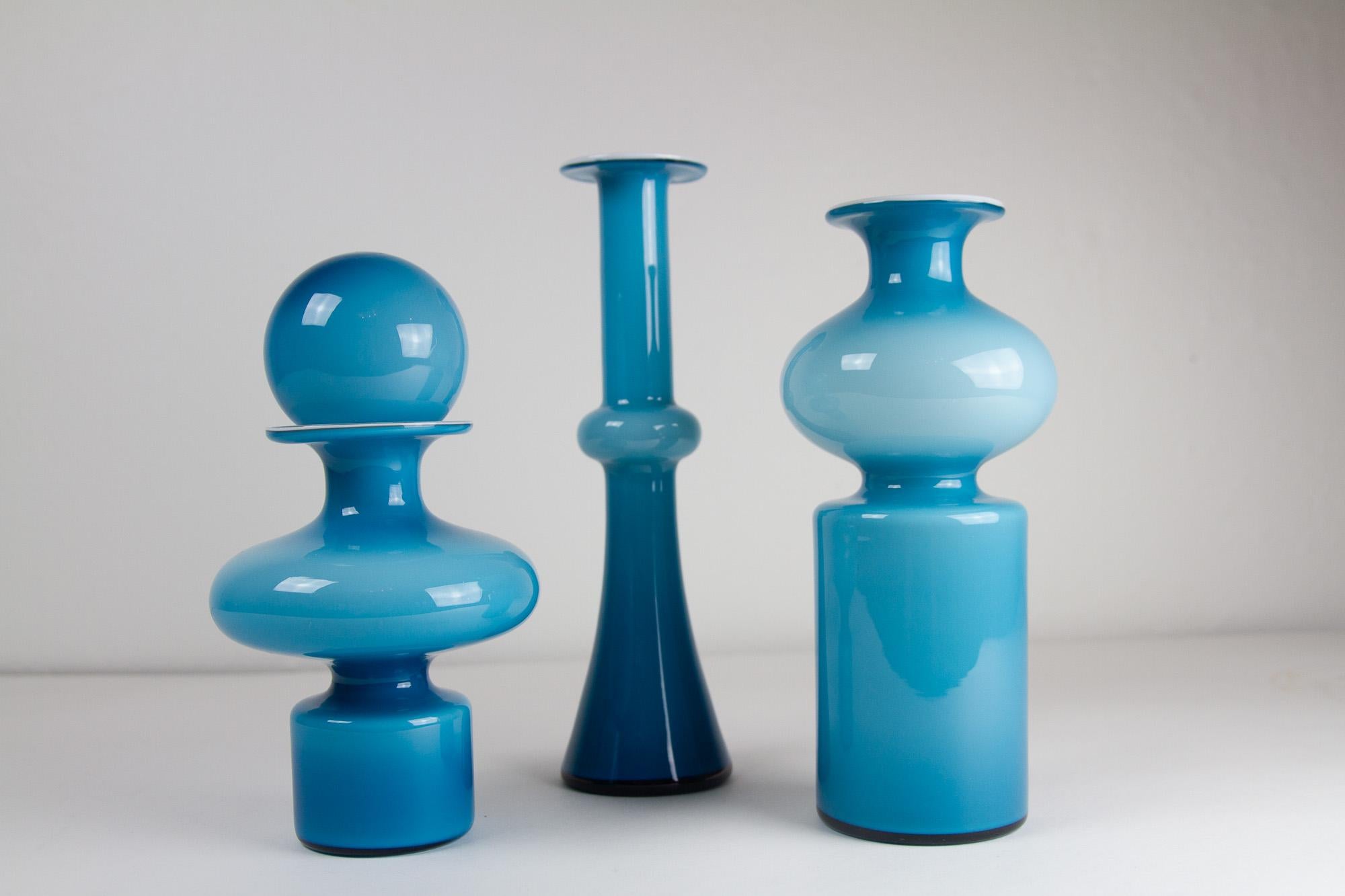 Scandinavian Modern Vintage Danish Carnaby Vases by Per Lütken for Holmegaard 1960s, Set of 3 For Sale