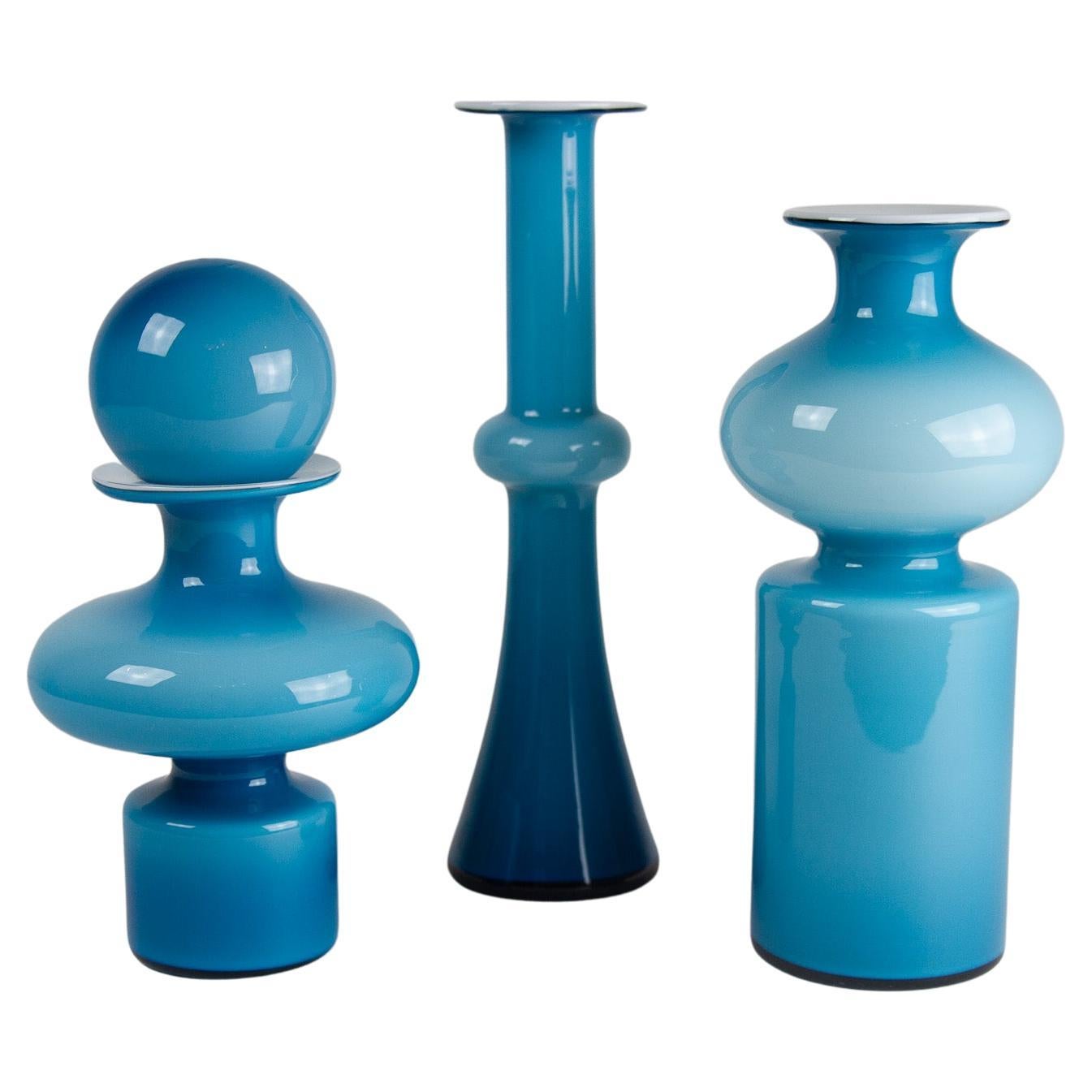 Vintage Danish Carnaby Vases by Per Lütken for Holmegaard 1960s, Set of 3