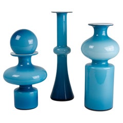 Vintage Danish Carnaby Vases by Per Lütken for Holmegaard 1960s, Set of 3
