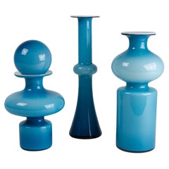 Vases Carnaby vintage danois par Per Lütken pour Holmegaard 1960, ensemble de 3