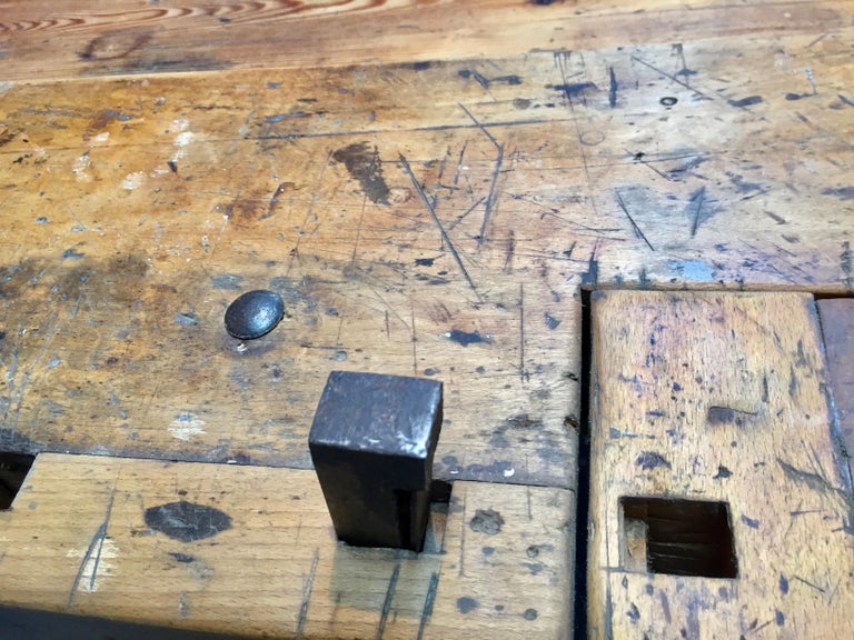 Vintage Danish Carpenters Work Bench Coffee Table in Beechwood For Sale