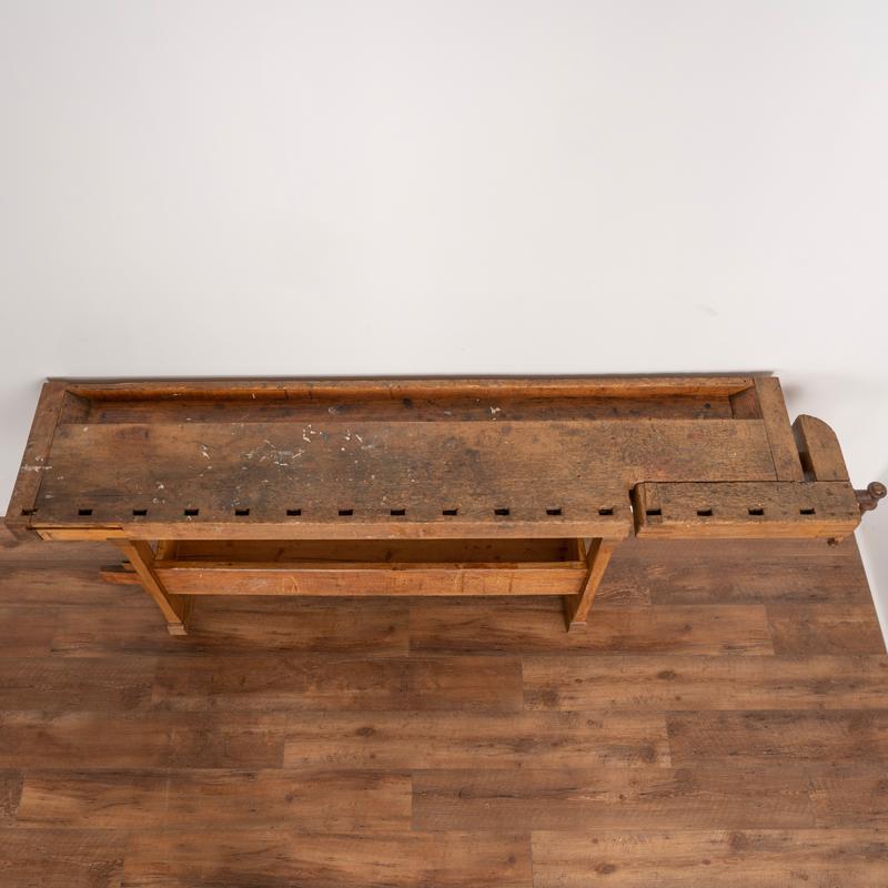 Vintage Danish Carpenter's Workbench Rustic Console Table 8