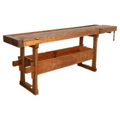 Vintage Danish Carpenter's Workbench Rustic Console Table