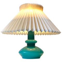 Vintage Danish Cased Turquoise Glass Table Lamp from Holmegaard, 1970s