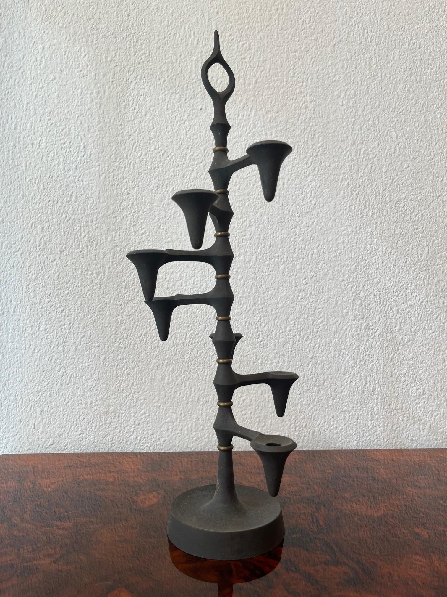 Vintage Danish Cast Iron Adjustable Candlestick by Jens Quistgaard, Denmark 1960 In Good Condition For Sale In Geneva, CH