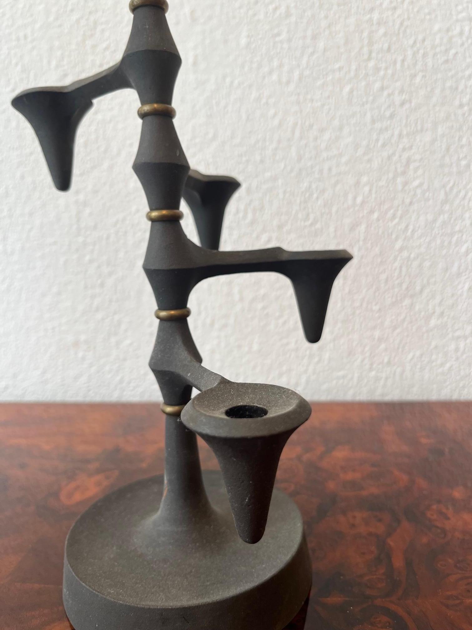 Mid-20th Century Vintage Danish Cast Iron Adjustable Candlestick by Jens Quistgaard, Denmark 1960 For Sale