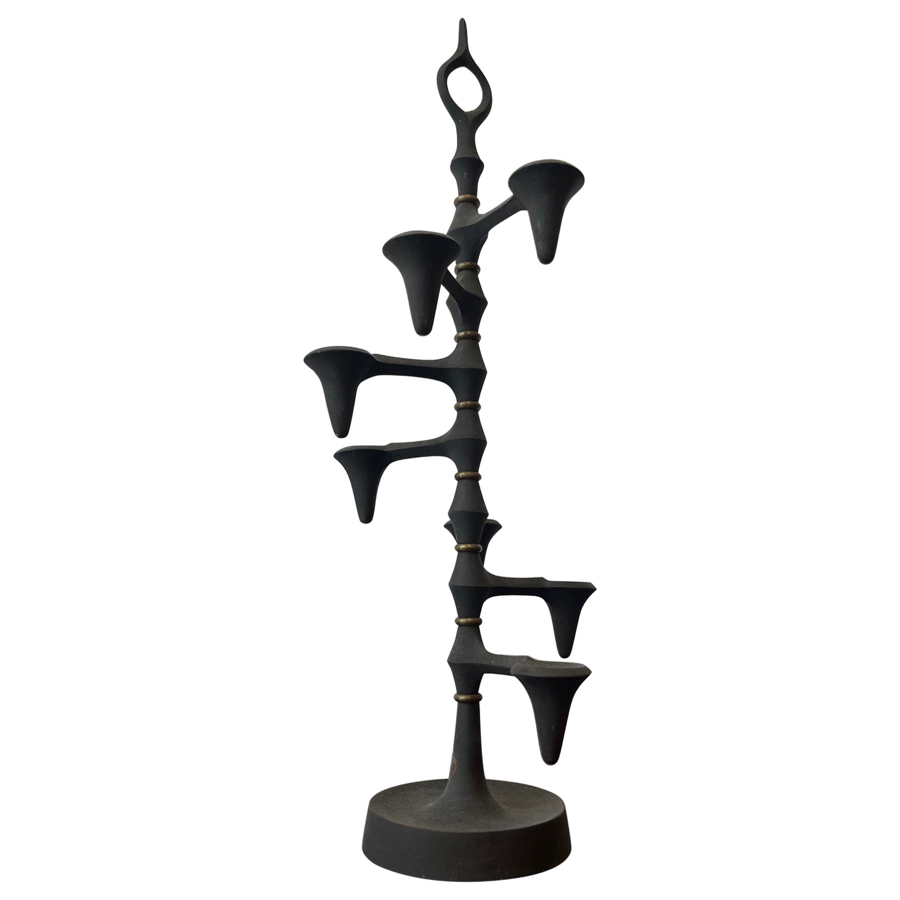 Candelero danés vintage de hierro fundido ajustable de Jens Quistgaard, Dinamarca 1960