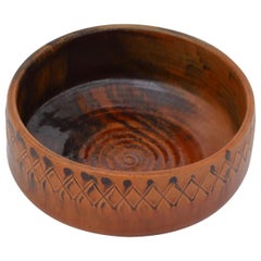 Vintage Brown Danish Ceramic Bowl By Ejvind Nielsen, 1970s