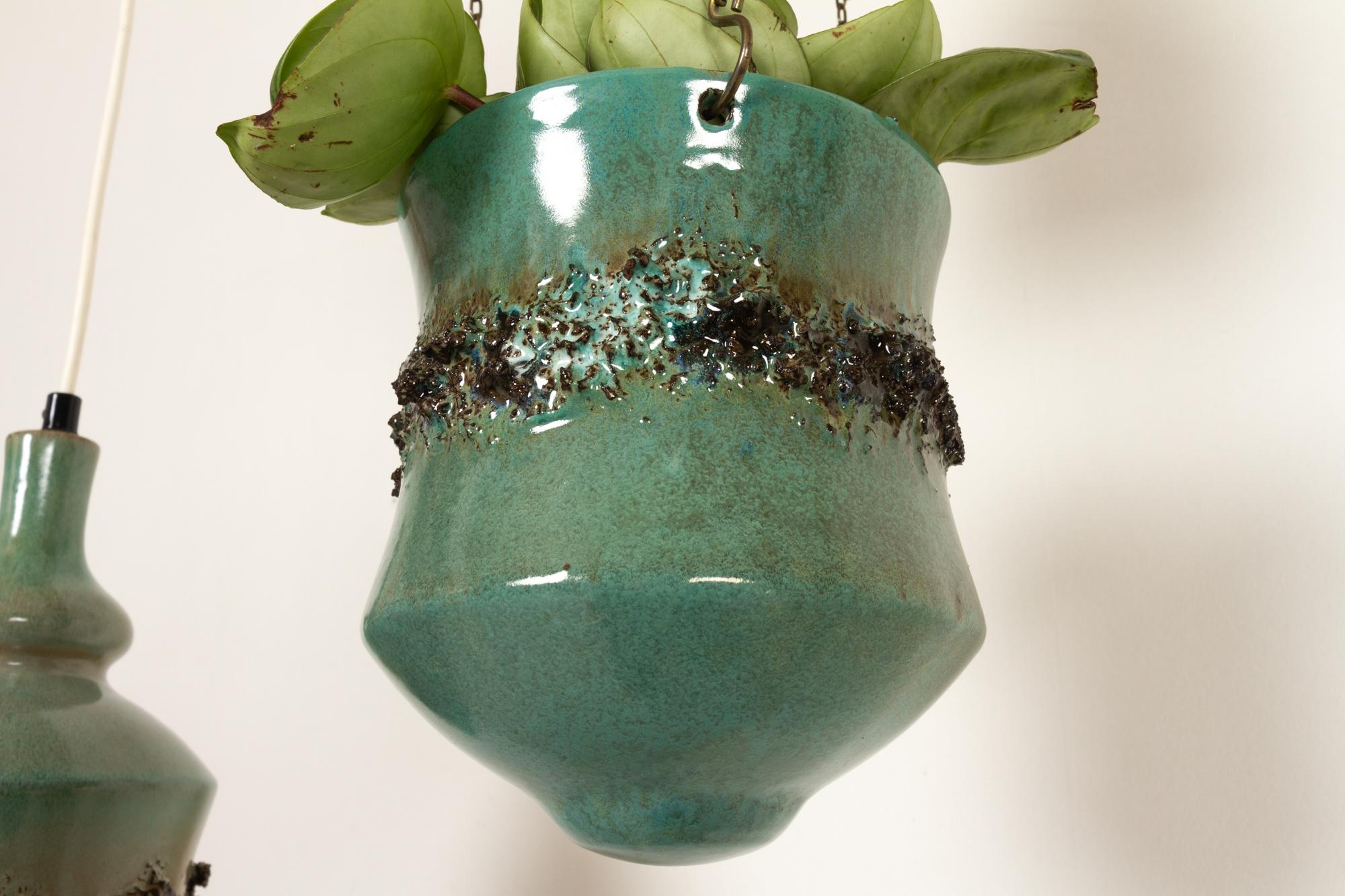 Vintage Danish Ceramic Pendants and Hanging Flower Pot 1960s For Sale 6