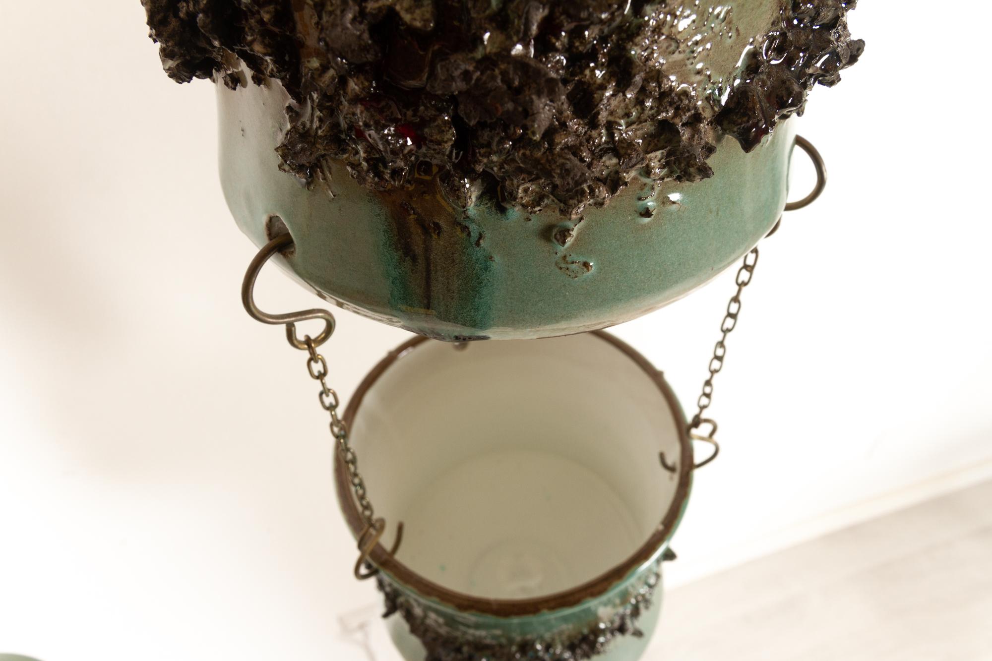 Vintage Danish Ceramic Pendants and Hanging Flower Pot 1960s For Sale 8