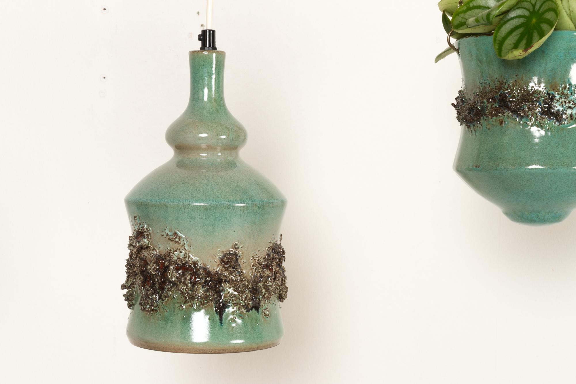 Mid-20th Century Vintage Danish Ceramic Pendants and Hanging Flower Pot 1960s For Sale
