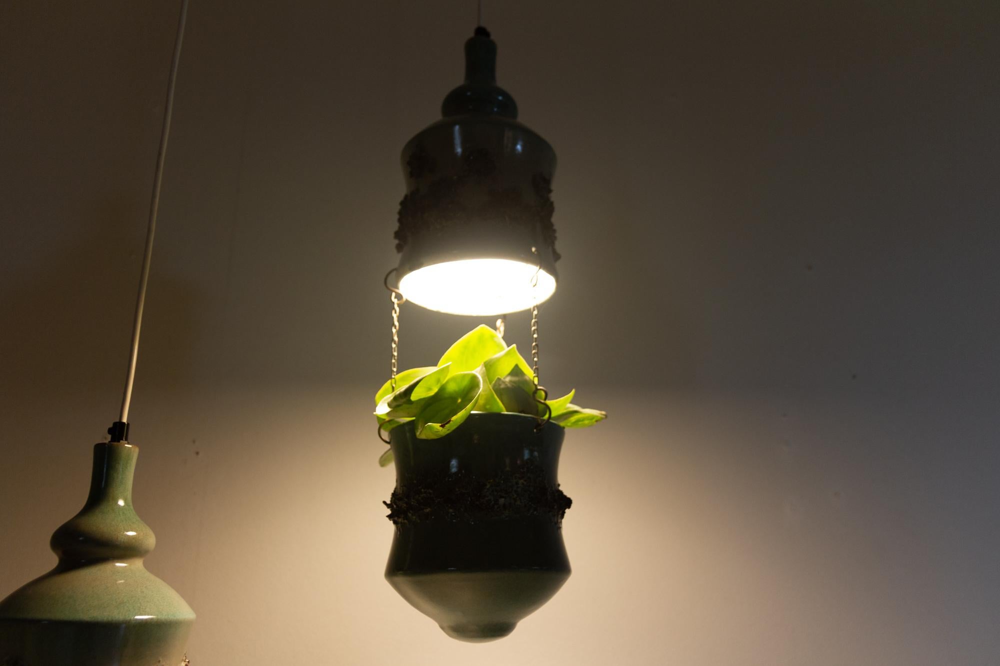 Vintage Danish Ceramic Pendants and Hanging Flower Pot 1960s For Sale 2