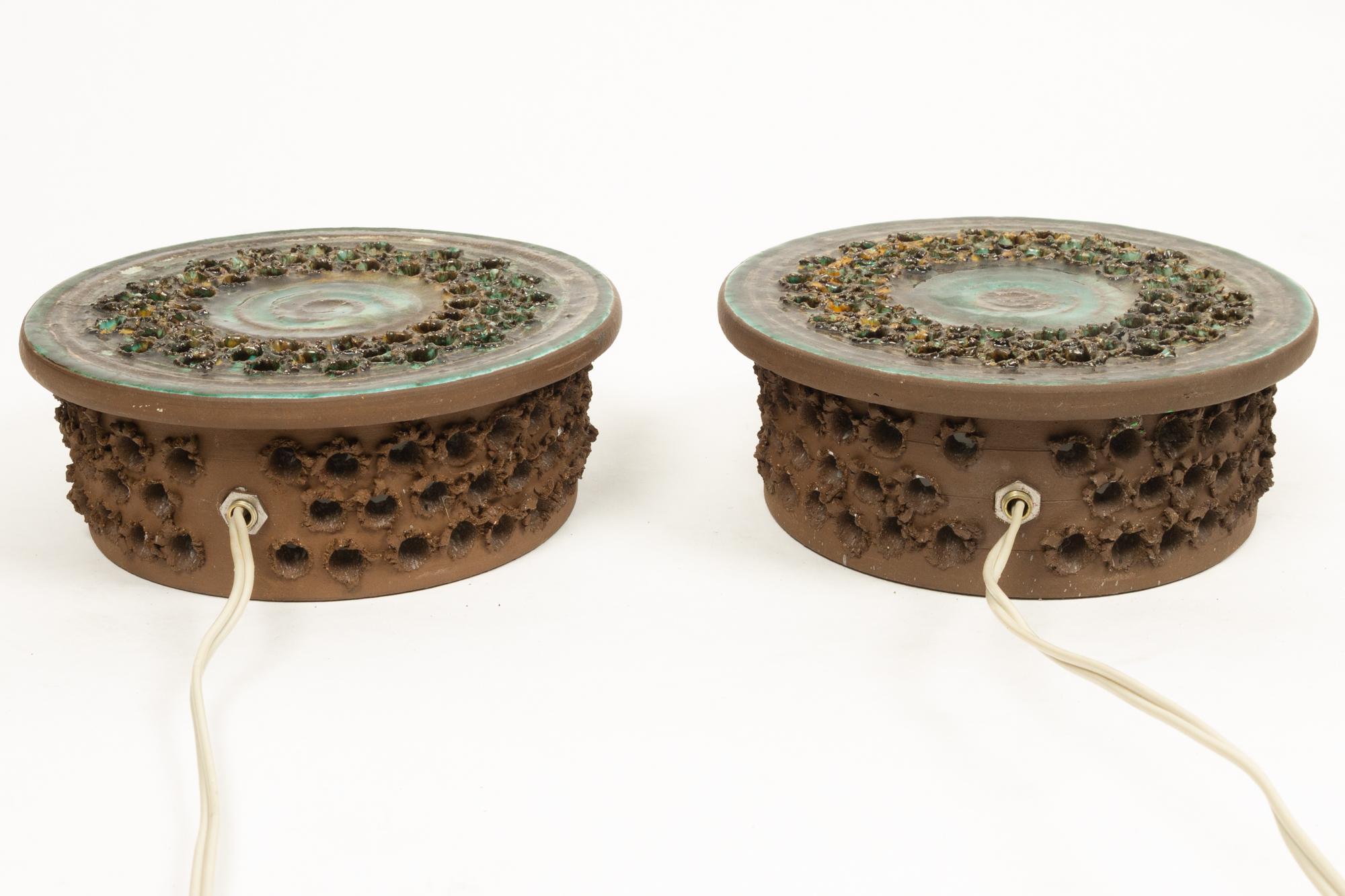 Vintage Danish Ceramic Sconces, 1970s, Set of 2 In Good Condition In Asaa, DK