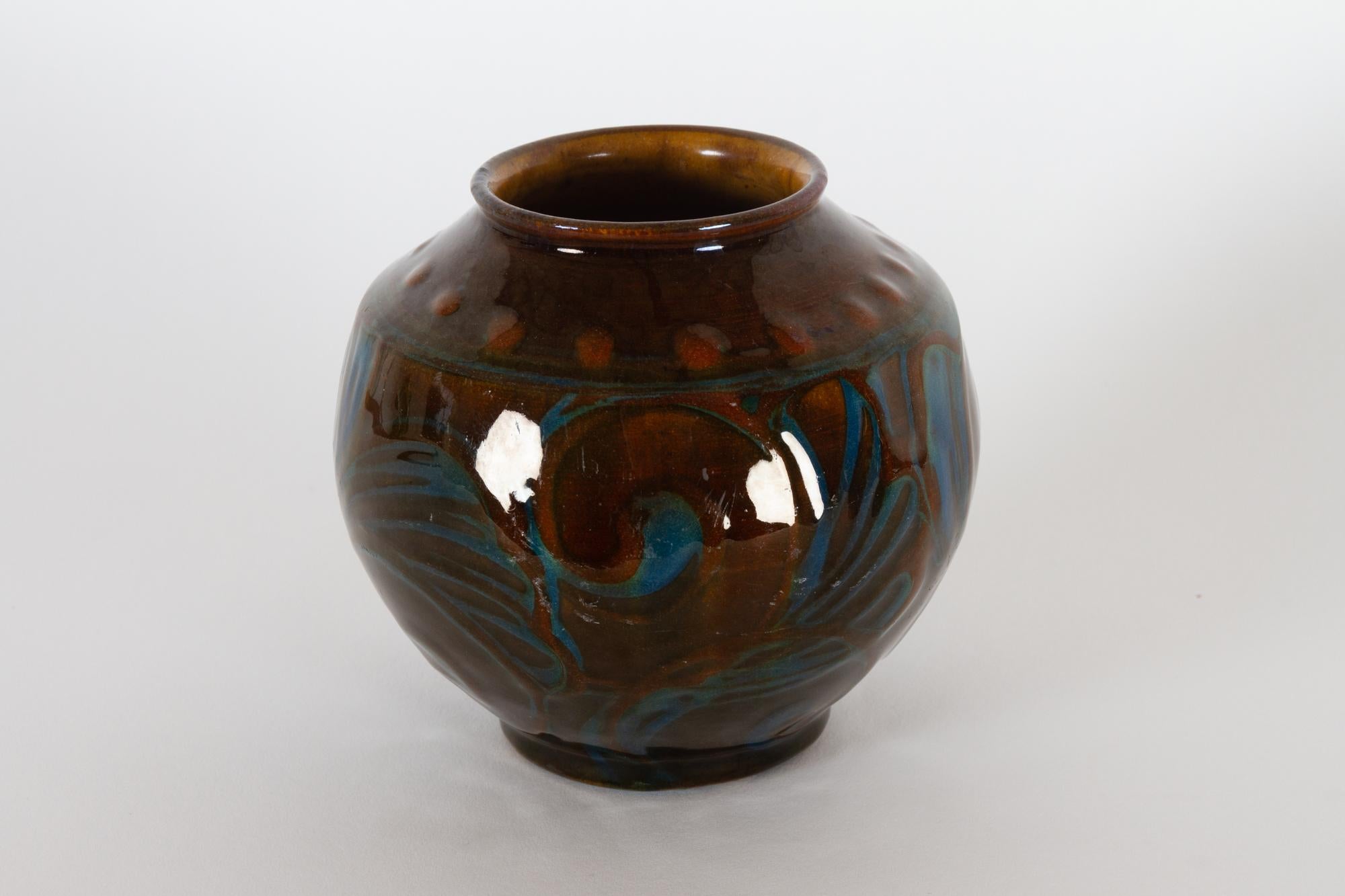Art Deco Vintage Danish Ceramic Vase by Herman A. Kähler, 1930s For Sale