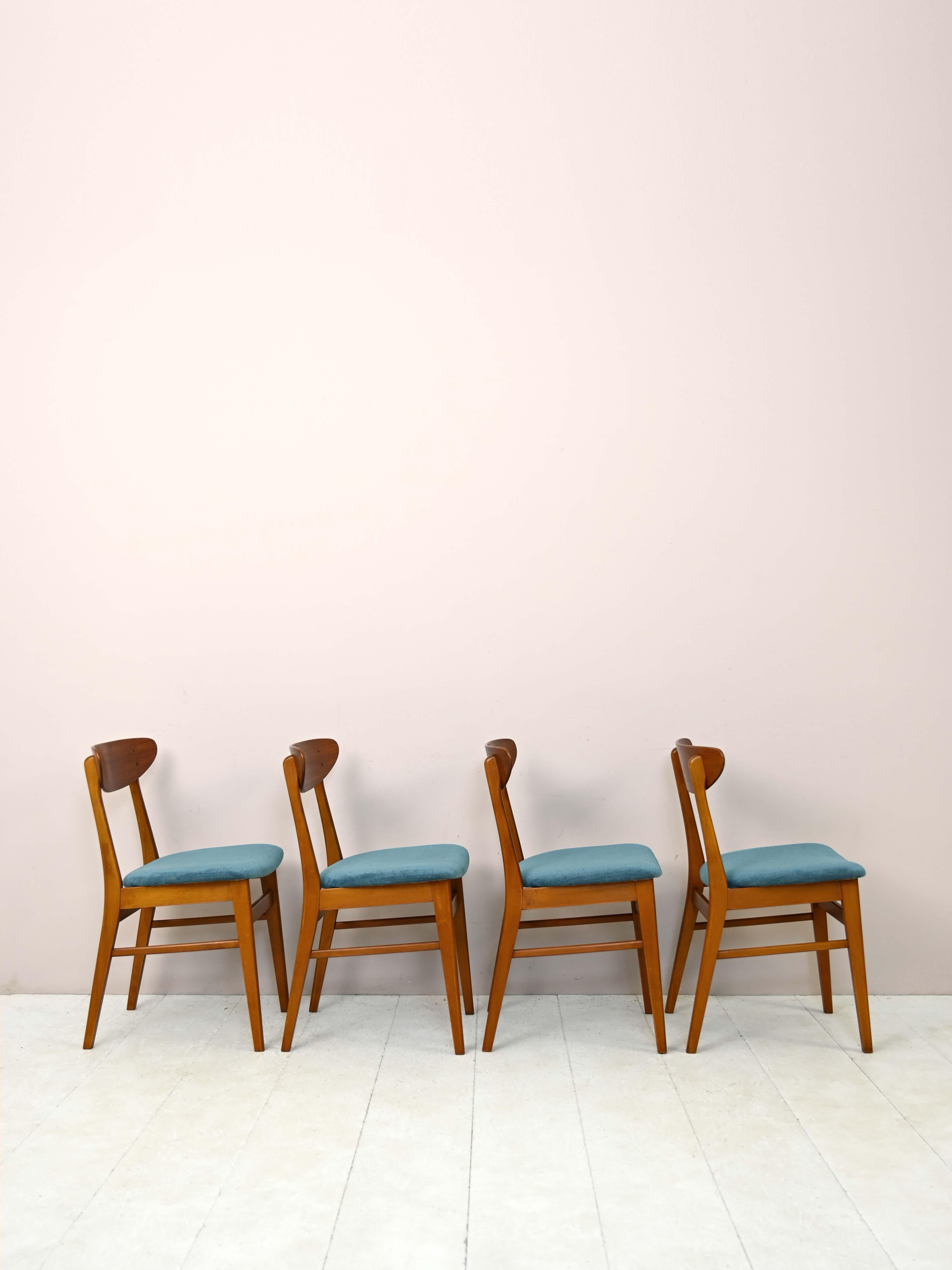 Scandinavian Modern Vintage Danish Chairs with Upholstered Seat