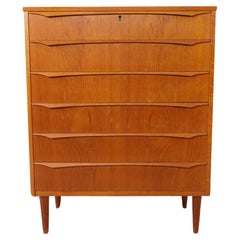 Used Danish chest of drawers  Teak  6 drawers  108 cm