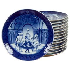 Retro Danish Christmas Plates, Set of 14