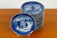 Vintage Danish Christmas Plates, Set of 16