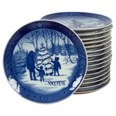 Vintage Danish Christmas Plates, Set of 16