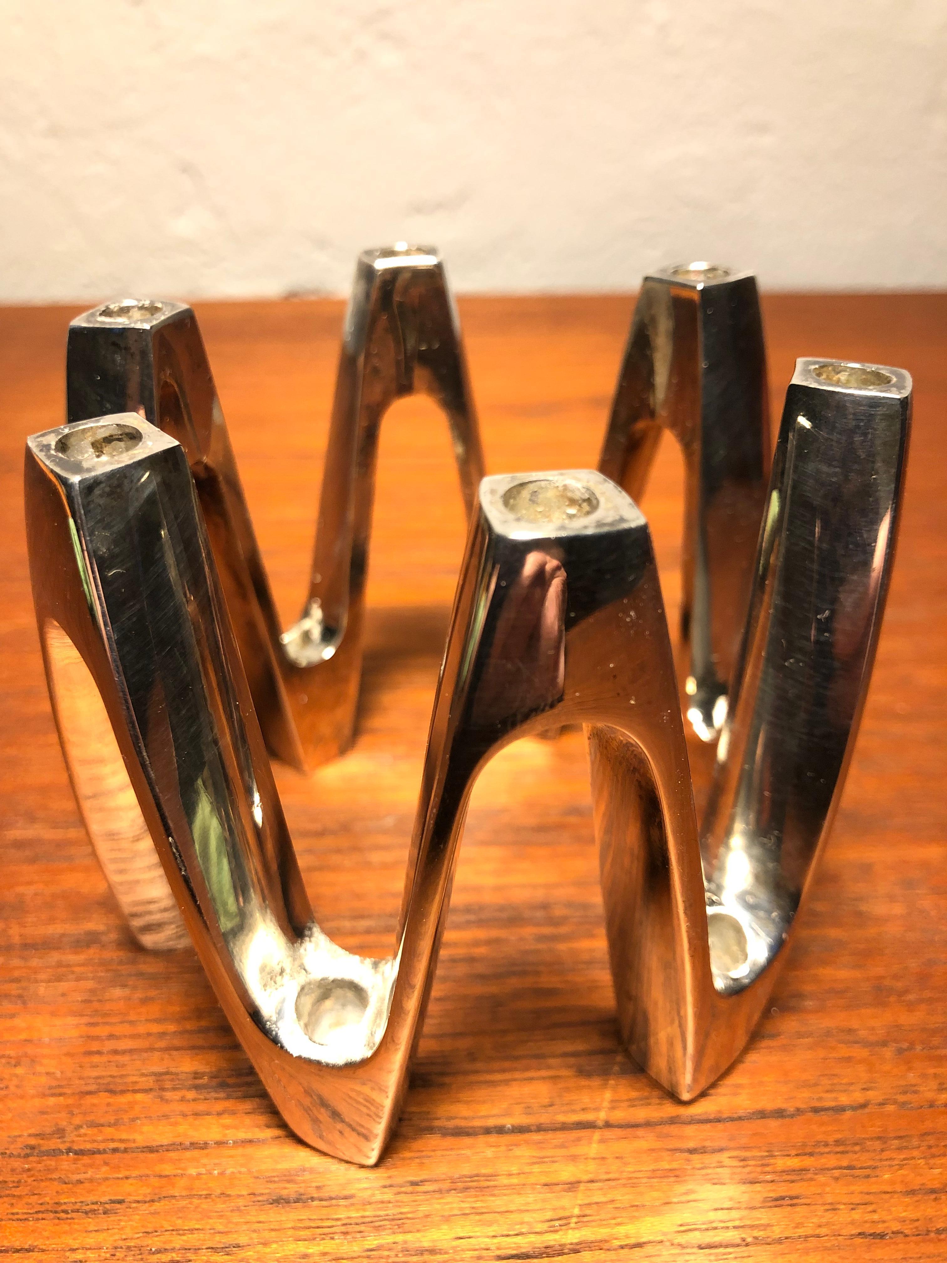 Vintage Danish Chrome 12 Candle Holder Candleholder by Jen H. Quistgaard In Good Condition For Sale In Søborg, DK