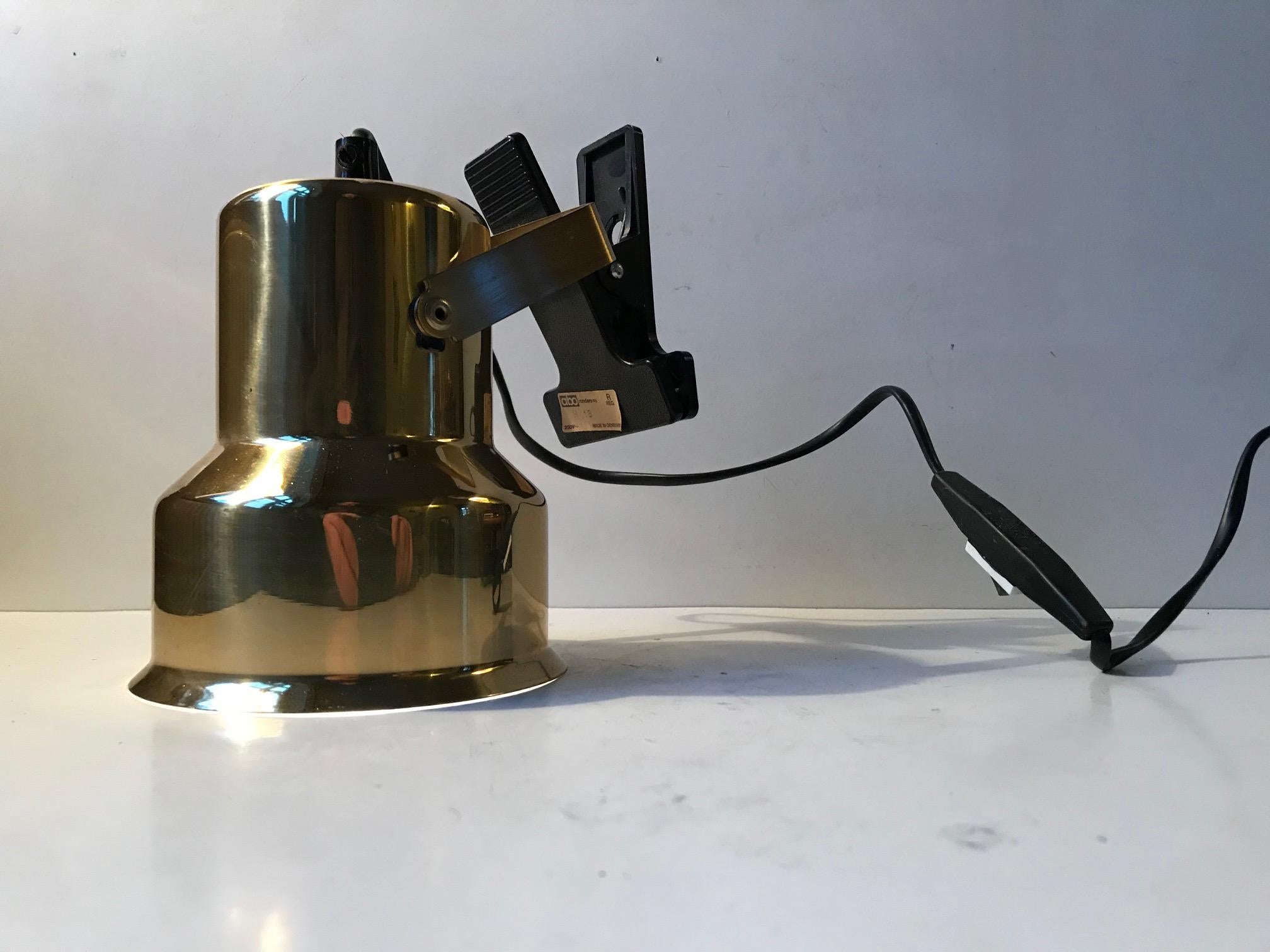 Vintage Danish Clamp Wall Light in Brass, ABO, 1970s 1