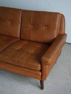 Vintage Danish Cognac Leather 3-Seat Sofa by Svend Skipper for Skipper, 1960s
