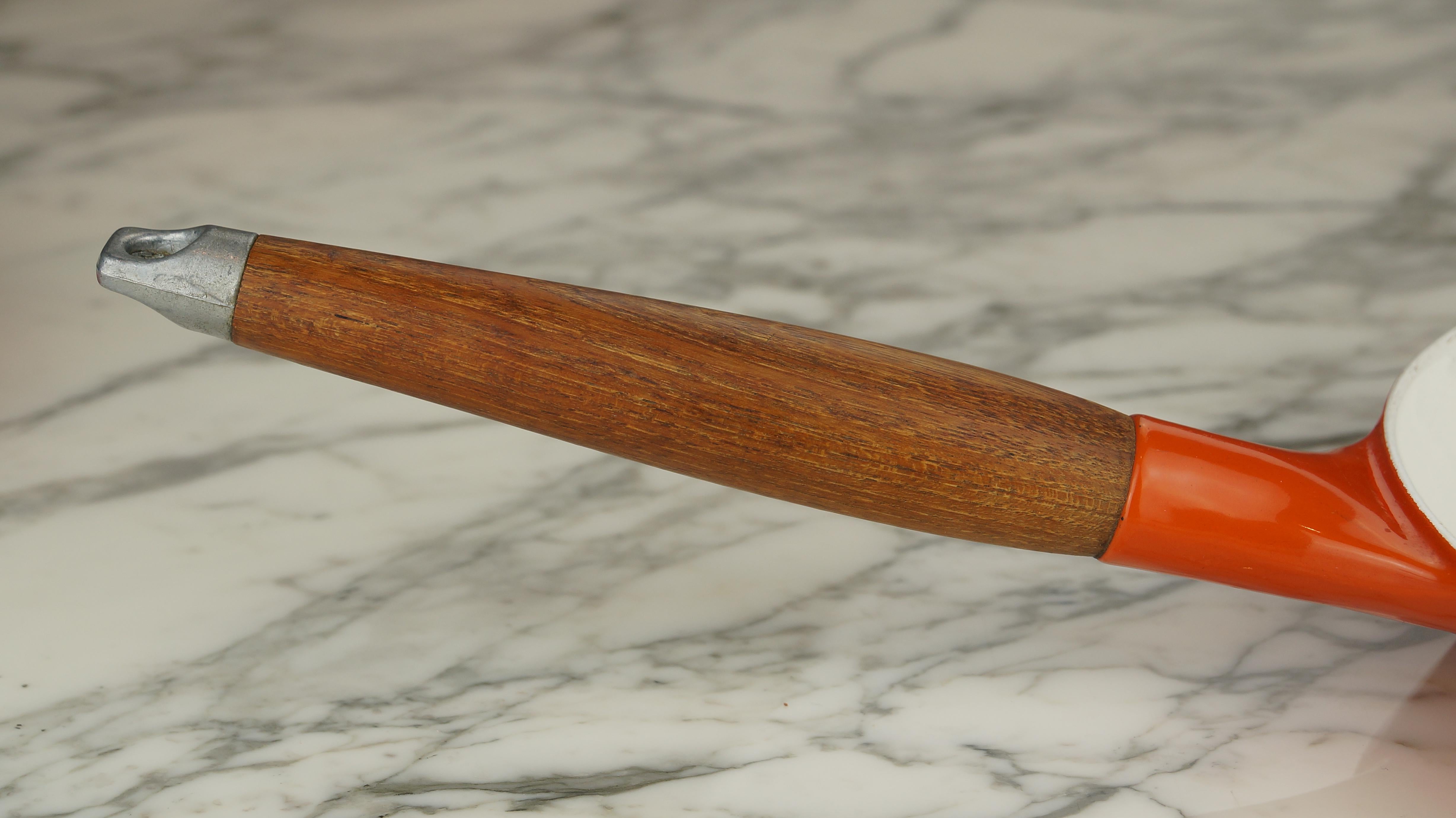 Mid-20th Century Vintage Danish Copco Enamel Cast Iron Pans with Teak Handles, Michael Lax Design