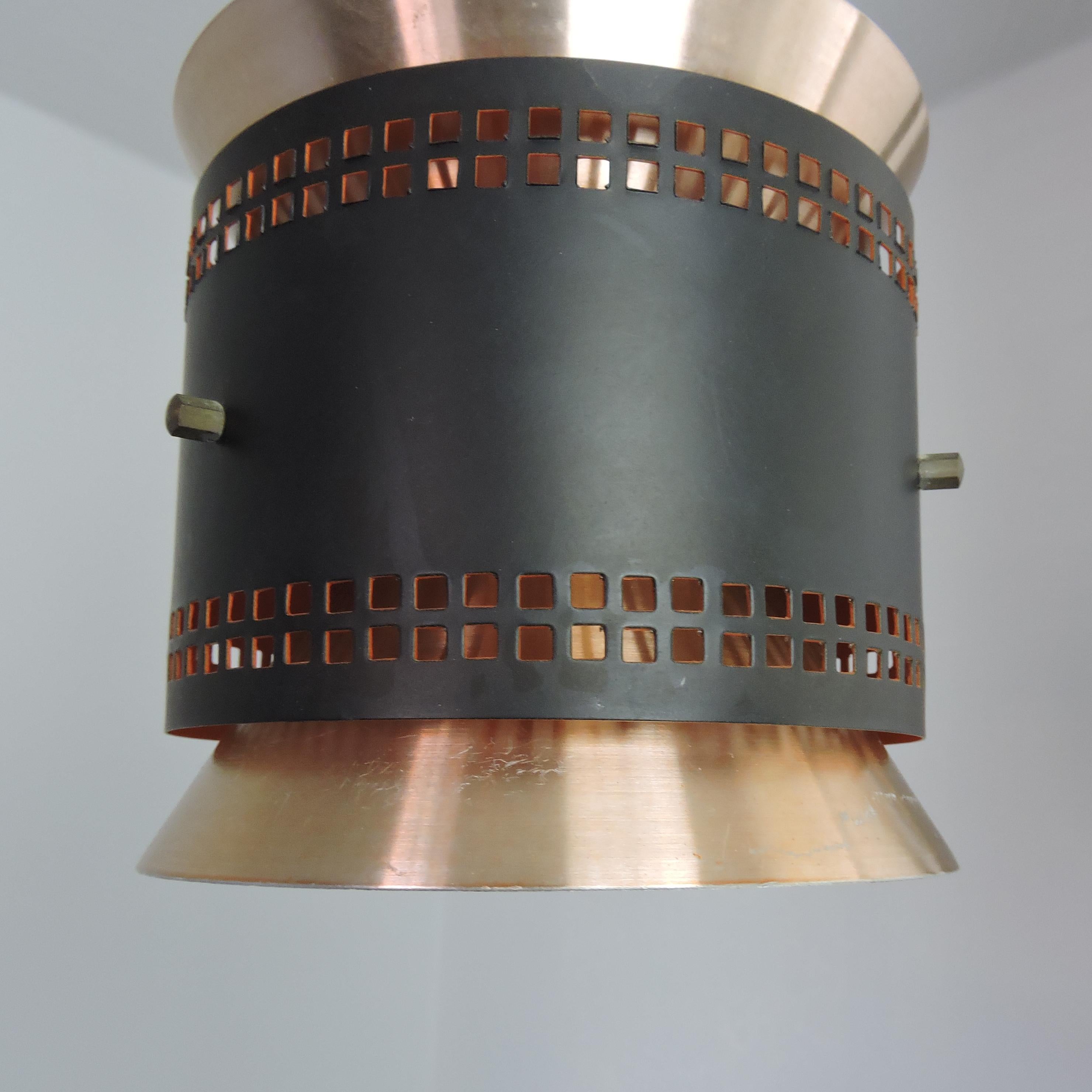 Vintage Danish Copper and Black Pendant Light, 1960s, Set of 2 In Good Condition In Chesham, GB