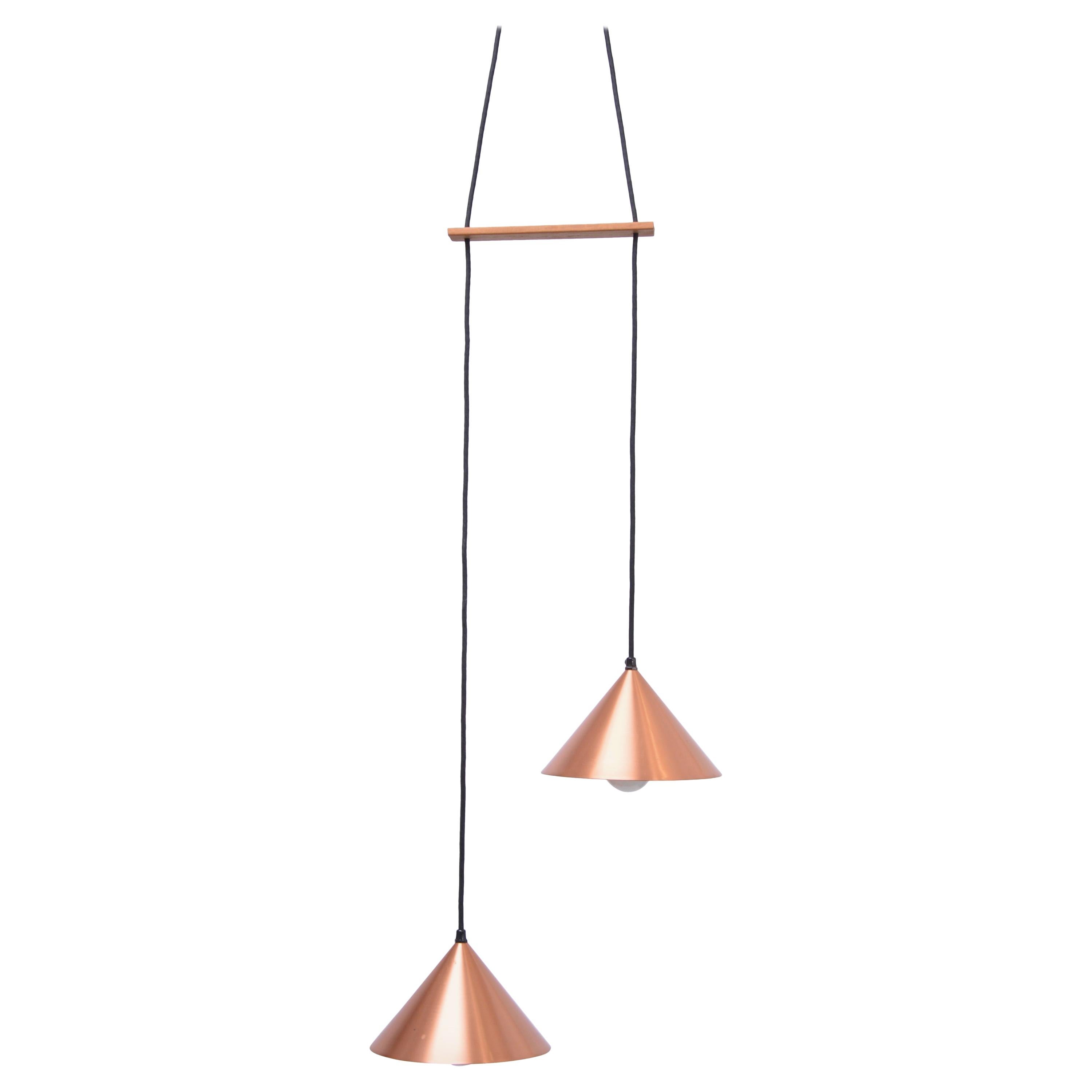 Lampe à suspension danoise moderne de style mi-siècle moderne en cuivre