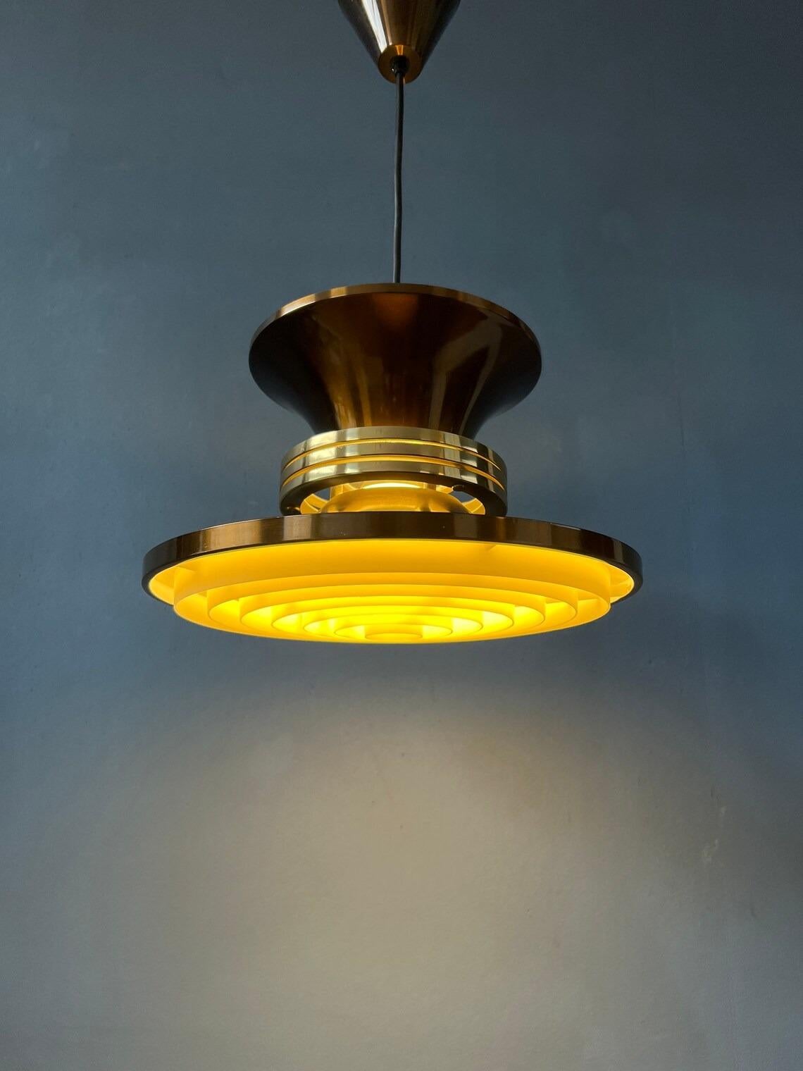 Vintage Danish Copper-coloured Pendant Lamp, 1970s In Good Condition For Sale In ROTTERDAM, ZH