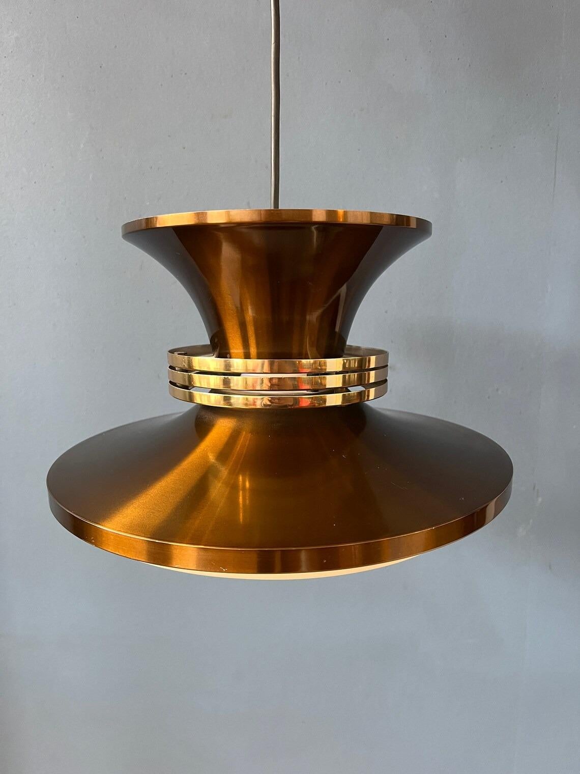 Vintage Danish Copper-coloured Pendant Lamp, 1970s For Sale 2